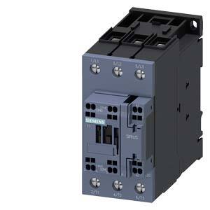 Contactor with multiple terminal blocks and brand logo, primarily in black and grey, for controlling electrical circuits.