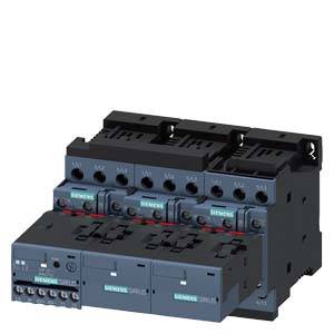 A Siemens contactor with three switching positions, designed in modular form for industrial applications.