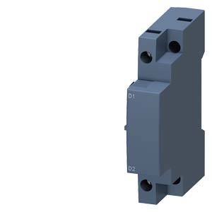 A grey electrical component with a vertical rectangular shape, labelled 'D1' and 'D2', is used for mounting in control cabinets.