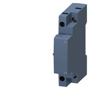 A blue single-pole circuit breaker for DIN rail with two connection terminals, marked as C1 and C2.