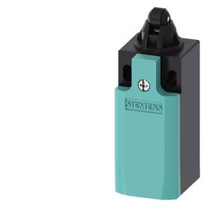 A green Siemens switch with a black lever, vertically aligned, for electrical control in technical installations.