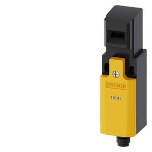 Yellow safety switching device by Siemens, rectangular in shape, for industrial applications.