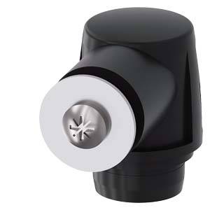 A black and silver nozzle with a star-shaped pattern on the front, likely part of a technical or household appliance.