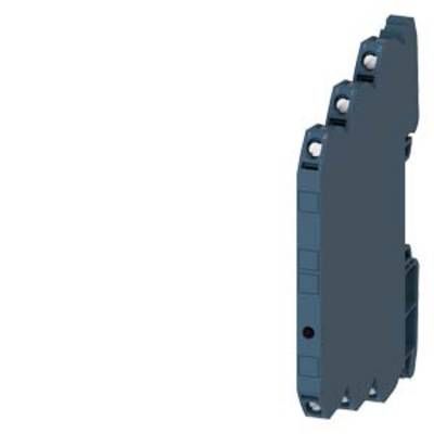 A blue, vertically mounted electronic component with multiple holes on the side. It looks like a module for a system rail.
