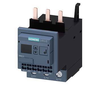 A Siemens SIRIUS contactor, an electrical/electronic switching device, frontal view. Marked with model number and adjustment elements.