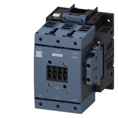 The image shows a three-pole Siemens power circuit breaker with multiple connections for industrial applications.