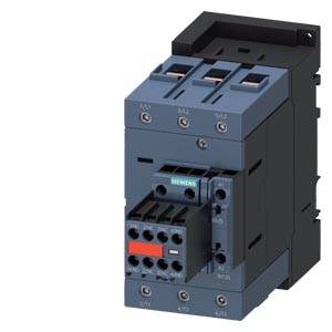 An electrical contactor with visible connection terminals, suitable for industrial switching tasks. Dark grey with blue elements.