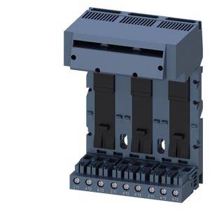 An electrical device with multiple terminal connections and a housing. It is designed for installation in control cabinets.
