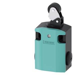 A blue mechanical switch with a black lever, square base, and visible mounting screws on top.