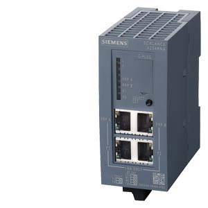 Siemens PLC module, rectangular, grey, with multiple Ethernet ports and LED indicators, for controlling industrial processes.