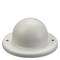 White, semi-spherical cap with three holes on a flat base. Suitable for covering wall or floor elements.