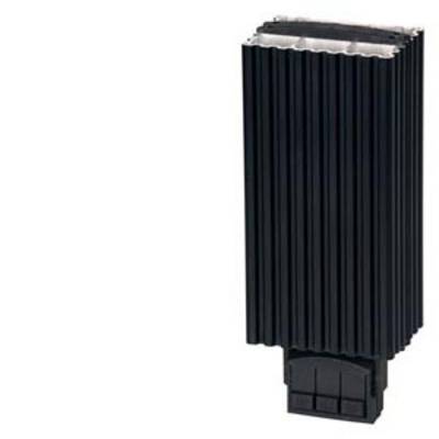 A black finned heatsink with an electrical connection at the bottom, commonly used for heat dissipation in electronic devices.