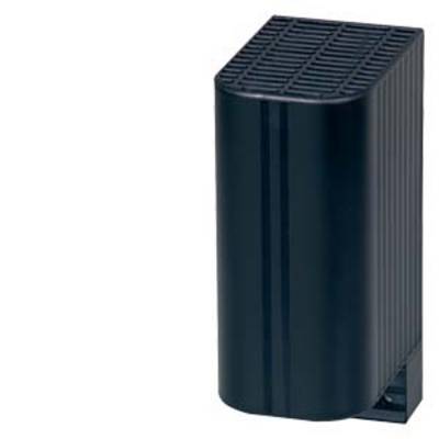 A black, rectangular plastic casing with vertical grooves and a mesh-like lid, possibly a technical device.