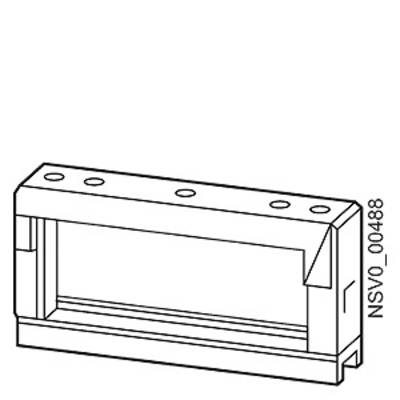 A rectangular component with multiple holes on top, text 'NSV0_00488' on the side. Construction drawing of an enclosure.