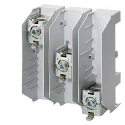 Three grey electronic components mounted side by side, with metallic details and screw terminals.