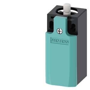 A turquoise-coloured Siemens switch in a rectangular shape with a white push button on top.