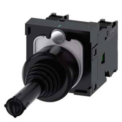A black industrial control joystick with a rectangular base and long lever, commonly used in machine controls.