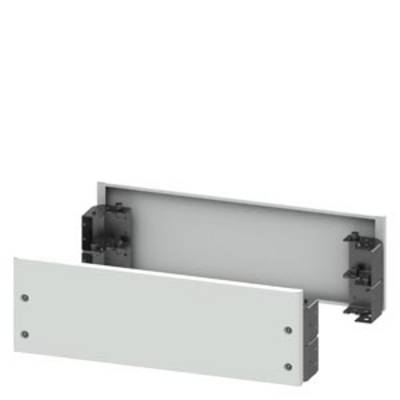 Two white front panels with black mounting brackets, possibly part of a furniture kit. One panel shows the exterior side, the other the interior mountings.
