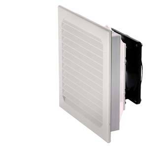 A white plastic cover with horizontal ventilation slots, partially open, reveals a black housing behind it.