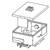 A technical drawing of a rectangular box with a removable lid and internal mechanism.