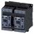 Double Siemens contactor for electrotechnical applications. Black housing, blue labelling on front.
