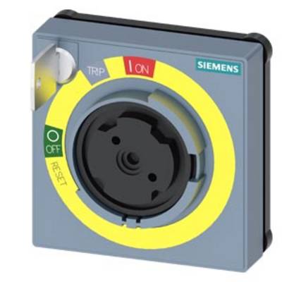 A square switch in grey colour with a yellow background. It displays 'TRIP', 'ON', 'OFF' and 'RESET'. The manufacturer's logo is located in the top right corner.