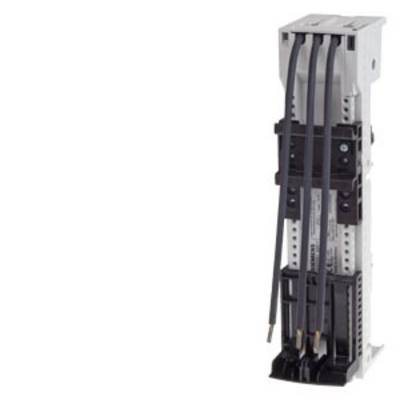 Black cable holder with four cables leading into a vertical white mount; suitable for electrical or technical applications.