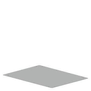 A grey geometric surface in triangular form, floating above a white background.