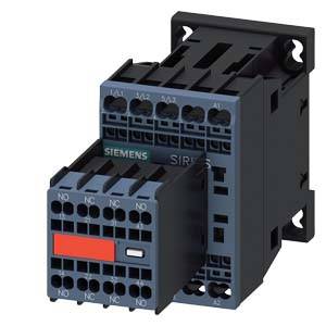 A Siemens electrical contactor, SIRIUS model, shown from a side view. Several connection terminals are visible.