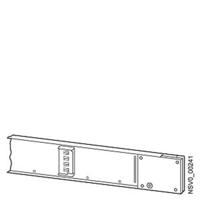 Technical drawing of a wall socket strip with protruding sockets and cover plate on the right.