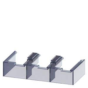 A transparent, right-angled plastic holder with three equally sized compartments, suitable for organising office supplies.