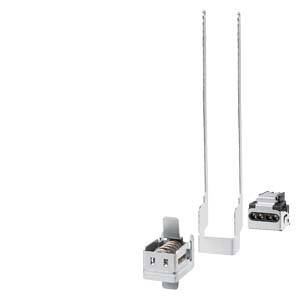 Two electronic connectors with different designs and a metal bracket are depicted on a white background.