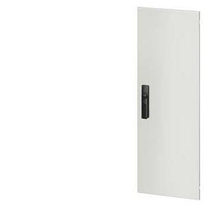 White metal door with black handle, closed.