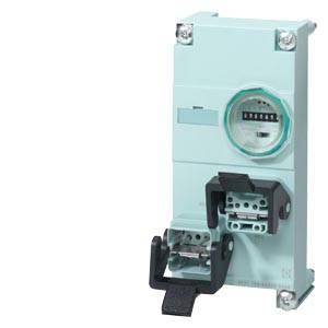 A light blue control box with a meter displays digital measurement values. At the bottom, there is a connection terminal with a black lever.