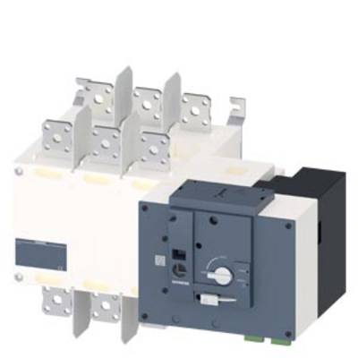 An electrical switch in a 3D representation, displaying metallic terminals and a housing with a rotary knob, used in technical installations.