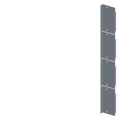 A vertical grey shelving system, comprising five stacked compartments. It is minimalist and space-efficient.