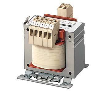 An electrical transformer with numbered terminal connections mounted on a metal bracket, suitable for industrial applications.