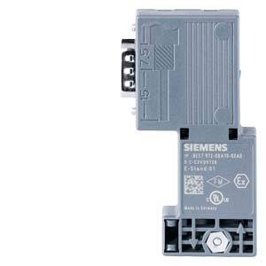 A Siemens plug-in module with a grey surface, depicted with technical details and various connections on its sides.