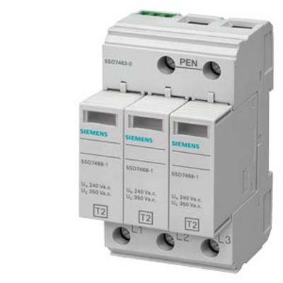 A three-pole Siemens circuit breaker, model number 5SD7468-1, for overvoltage protection with detailed connection terminals.