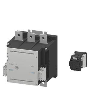 A large black electric contactor positioned next to a smaller module, both set against a white background with no visible details or brands.