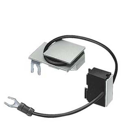 A black cable with a fork connector and a rectangular plug, connected to a metal bracket.