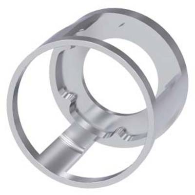 Metallic component with a cylindrical shape and multiple internal structures, potentially a machine element or technical part.