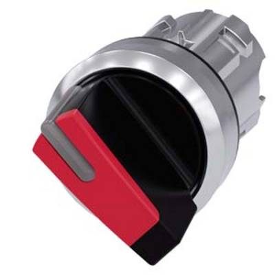 A silver and black rotary switch with a red handle in the default position.