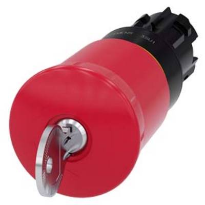 Red safety key switch, used to secure machinery or electrical equipment against unauthorised access.
