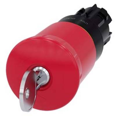 Red safety lock with integrated key, suitable for mechanical locking during maintenance work, close-up.