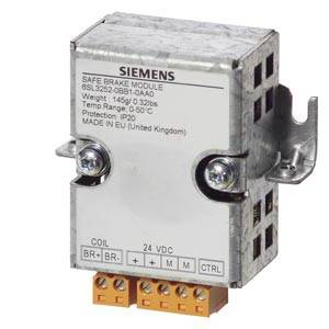 'Siemens Safety Brake Module, Model Number 3SL3325-0BB1-0AA0, Protection Type IP20, Weight 145g, Voltage 24 VDC, Made in UK.'