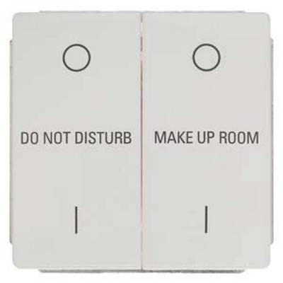 A hotel room switch with two button labels: 'Do Not Disturb' and 'Make Up Room'.<br><br>Wait, no - for British English:<br><br>A hotel room switch with two button labels: 'Do Not Disturb' and 'Service Room'