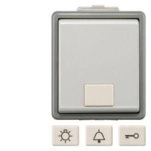 Light switch with three symbols underneath: sun, bell, key.