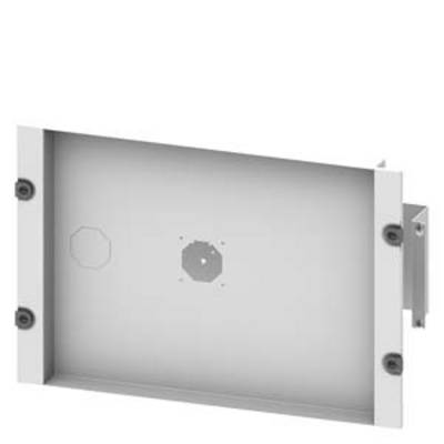 Silver rectangular metal bracket with multiple fixing screws, suitable for mounting systems or technical applications.