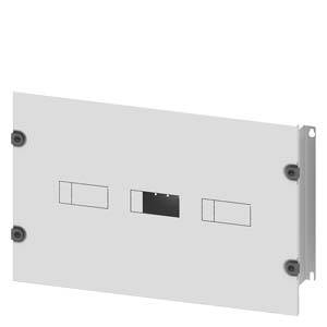 Rectangular metal plate with three rectangular cut-outs in the centre and four mounting holes in the corners.